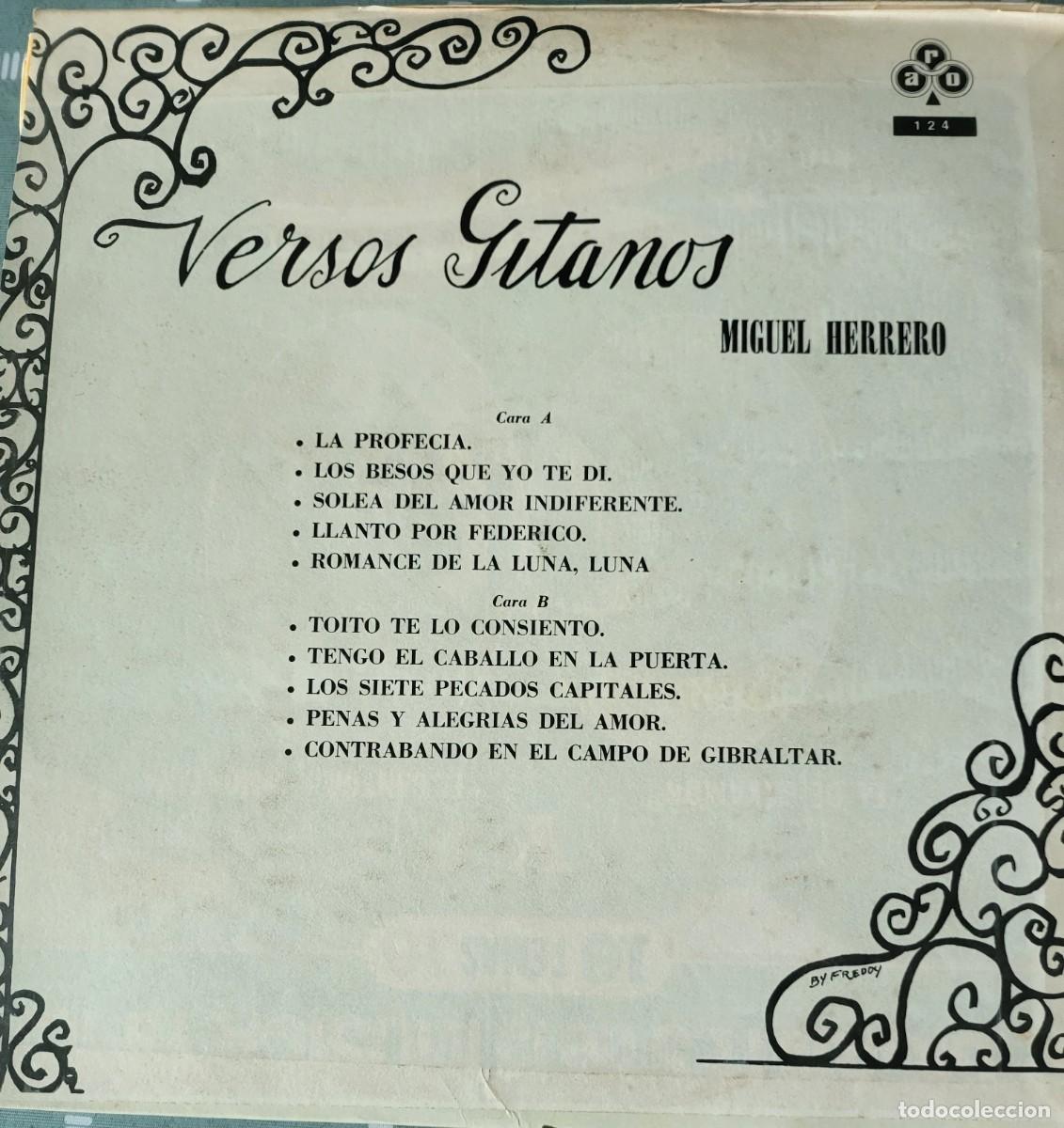Discos de vinilo: Miguel Herrero Versos Gitanos Lp sello ARO... - Foto 2