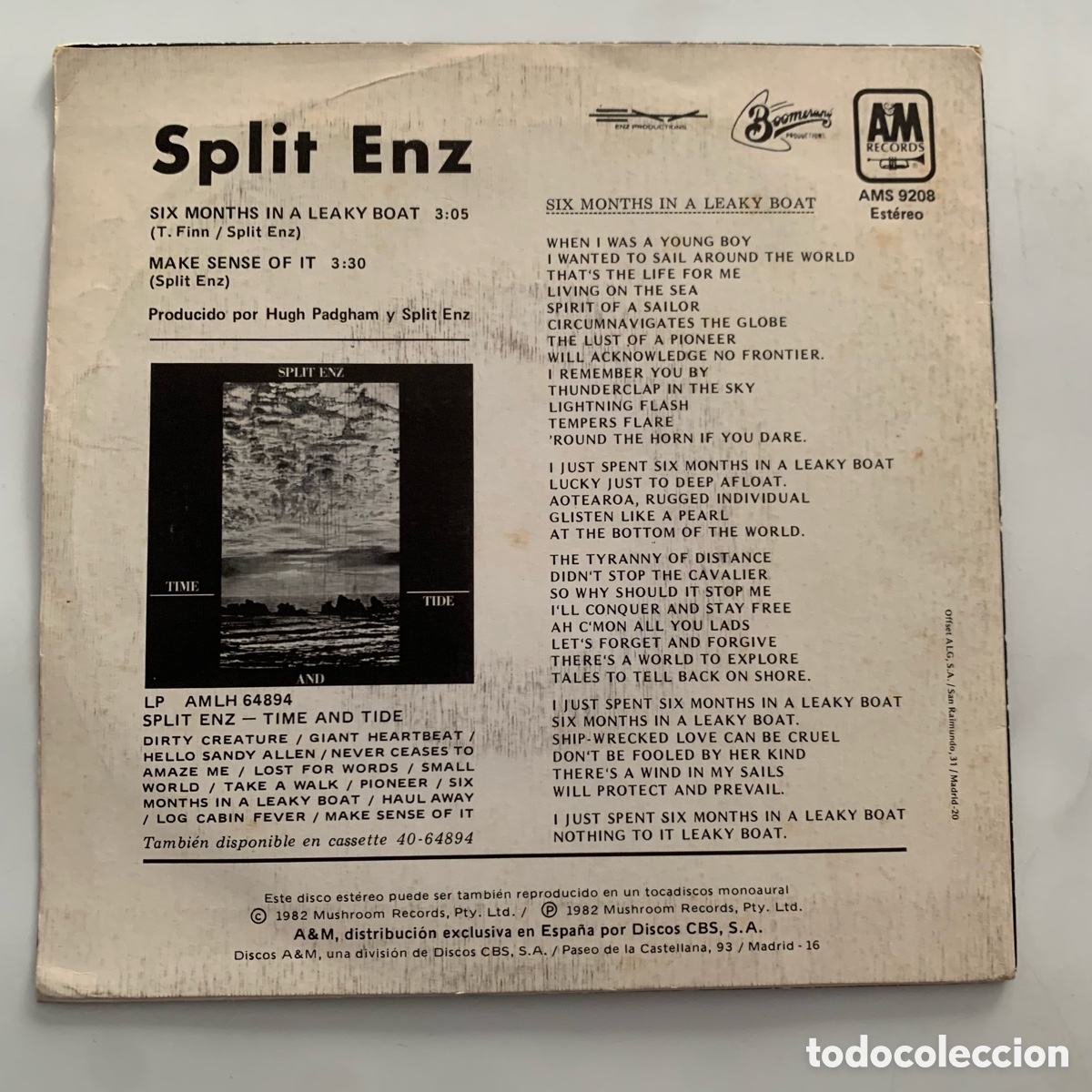 Discos de vinilo: single 7 Split Enz &ndash; Six Months In A Leaky Boat edicion espa&ntilde;ola de 1982 - Foto 2