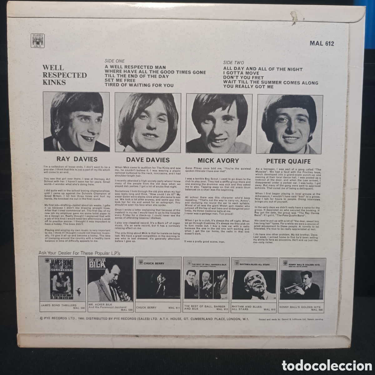 Discos de vinilo: The Kinks - Well Respected Kinks 1966 UK - Foto 2