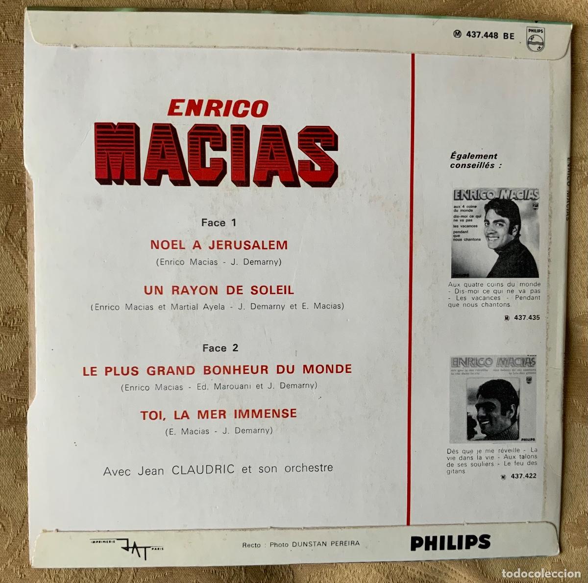 Discos de vinilo: VINILO SINGLE ENRICO MACIAS NOEL A JERUSALEM - Foto 2