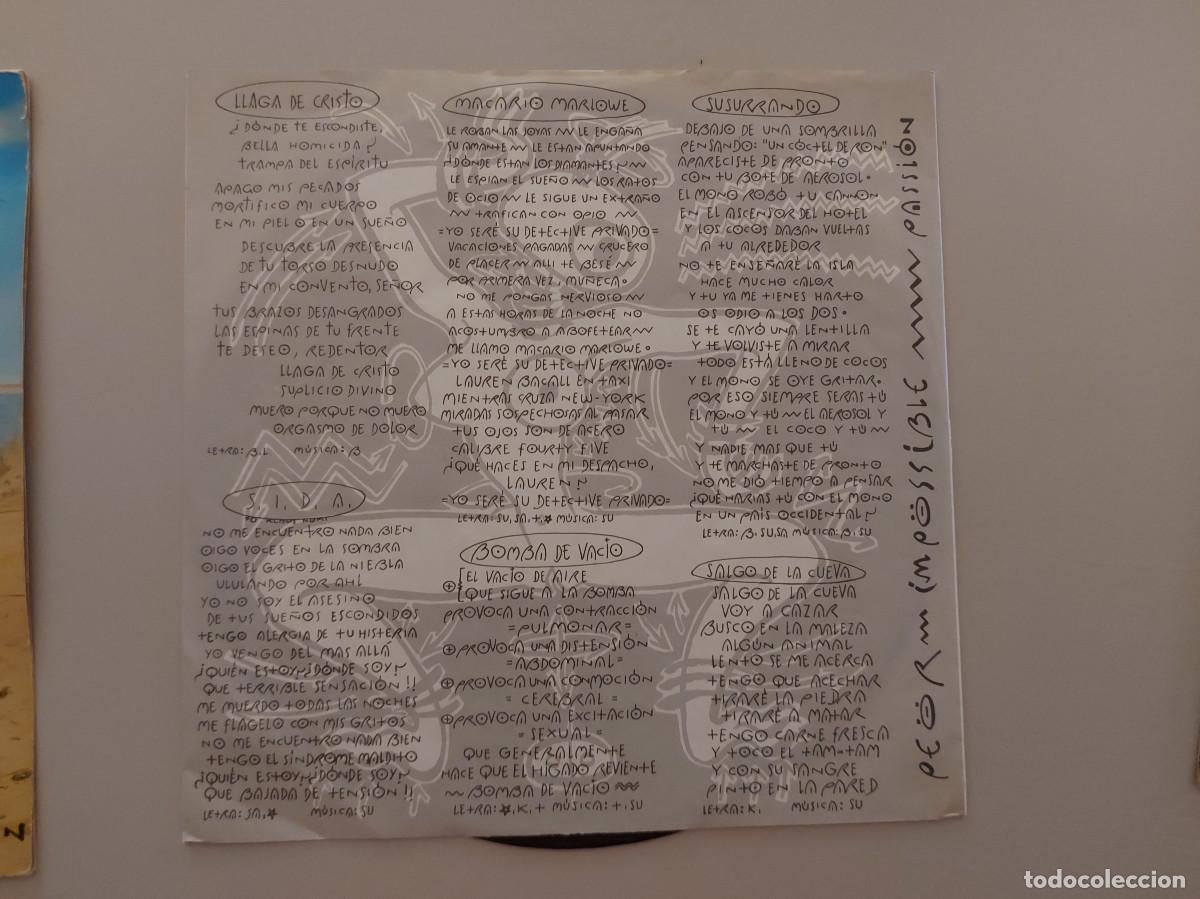 Discos de vinilo: LP PEOR IMPOSSIBLE, PASSI&Oacute;N, ARIOLA 1985 - Foto 3