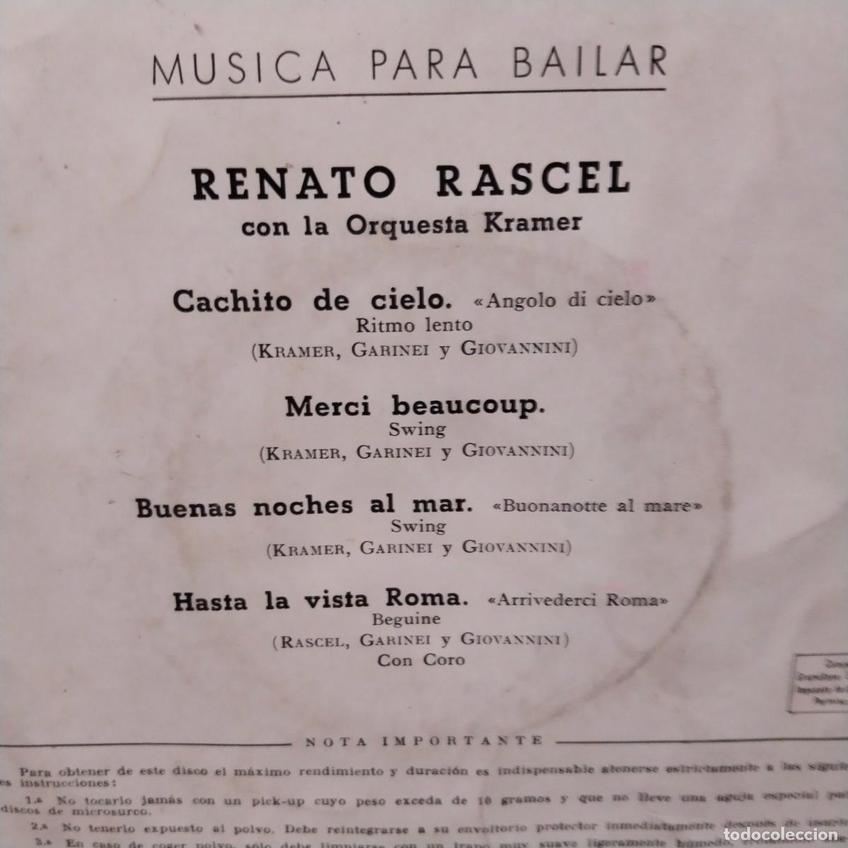 Discos de vinilo: RENATO RASCEL .CACHITO DE CIELO Y 3 MAS - Foto 2