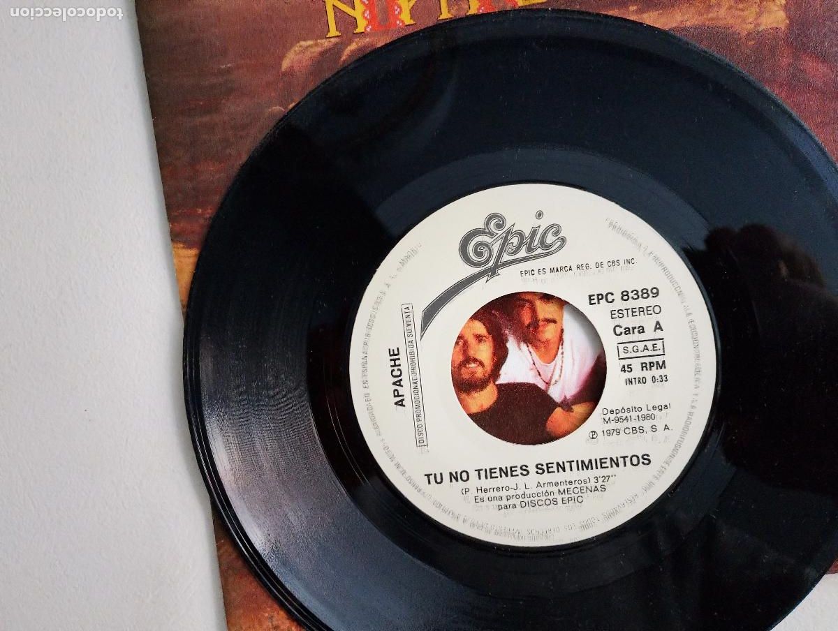 Discos de vinilo: Apache &lrm;&ndash; Tu No Tienes Sentimientos ed espa&ntilde;ola - Foto 4