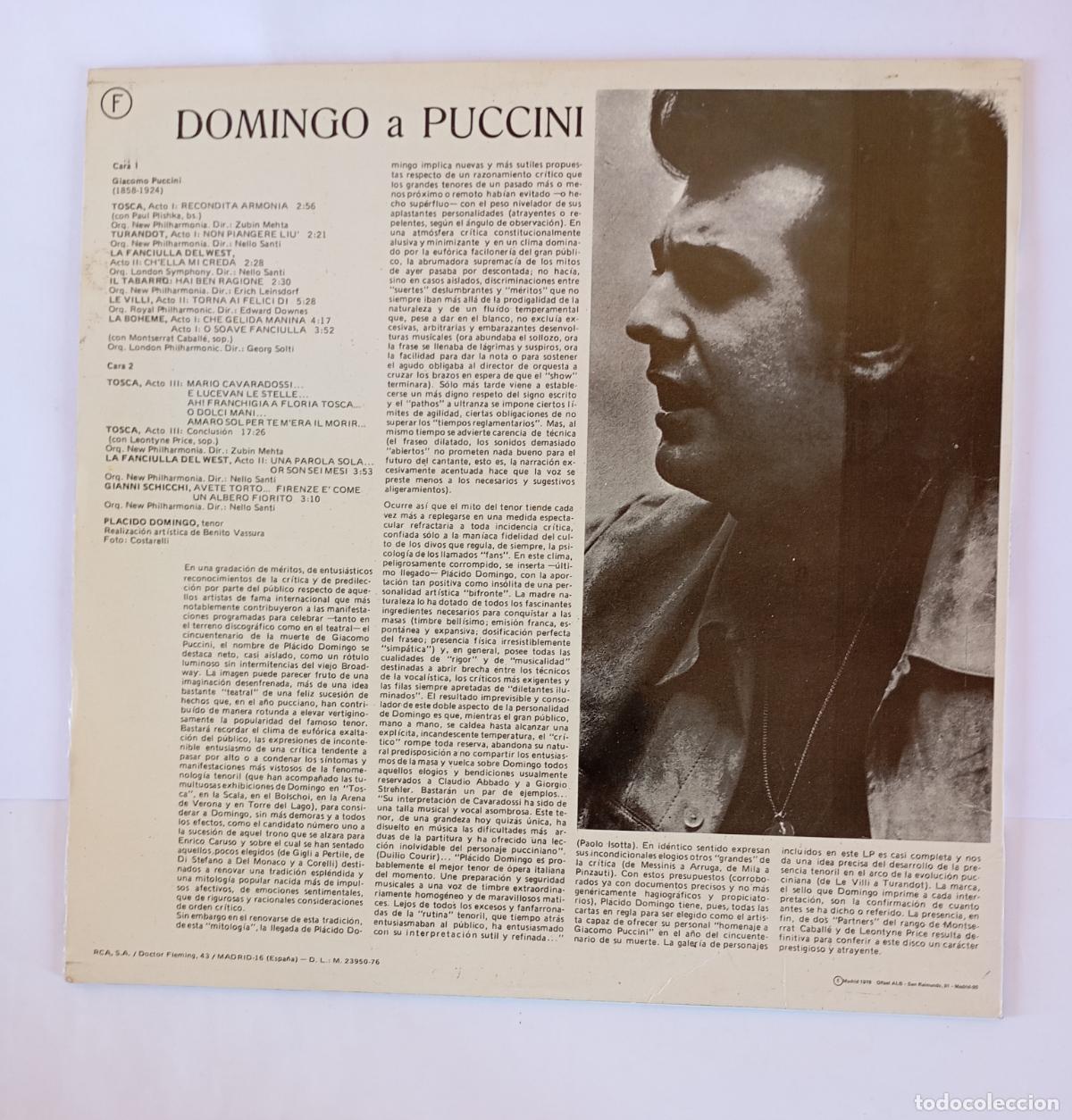 Discos de vinilo: DOMINGO A PUCCINI. TOSCA. LP. TDKDA53 - Foto 2