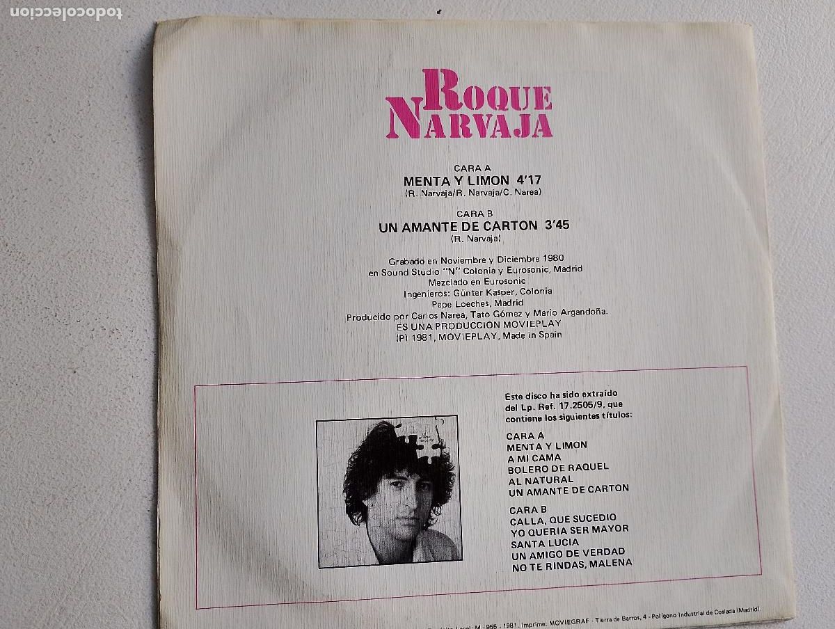 Discos de vinilo: Roque Narvaja &lrm;&ndash; Menta Y Lim&oacute;n 1981 promocional - Foto 3