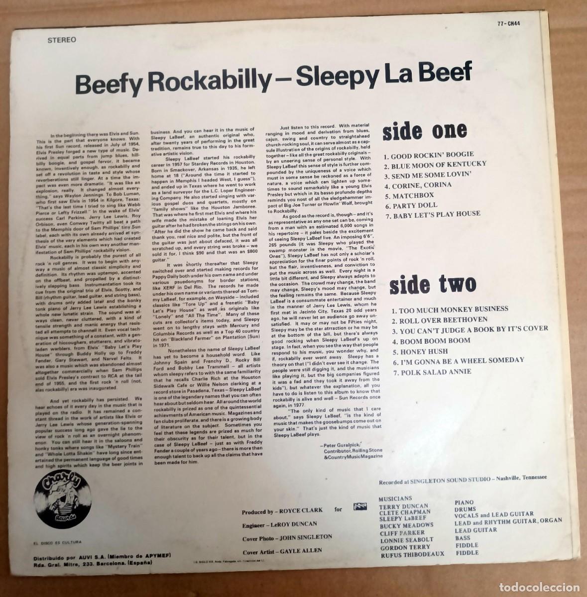 Discos de vinilo: Sleepy La Beef &lrm;&ndash; Beefy Rockabilly LP 1981 Espa&ntilde;a - Foto 2