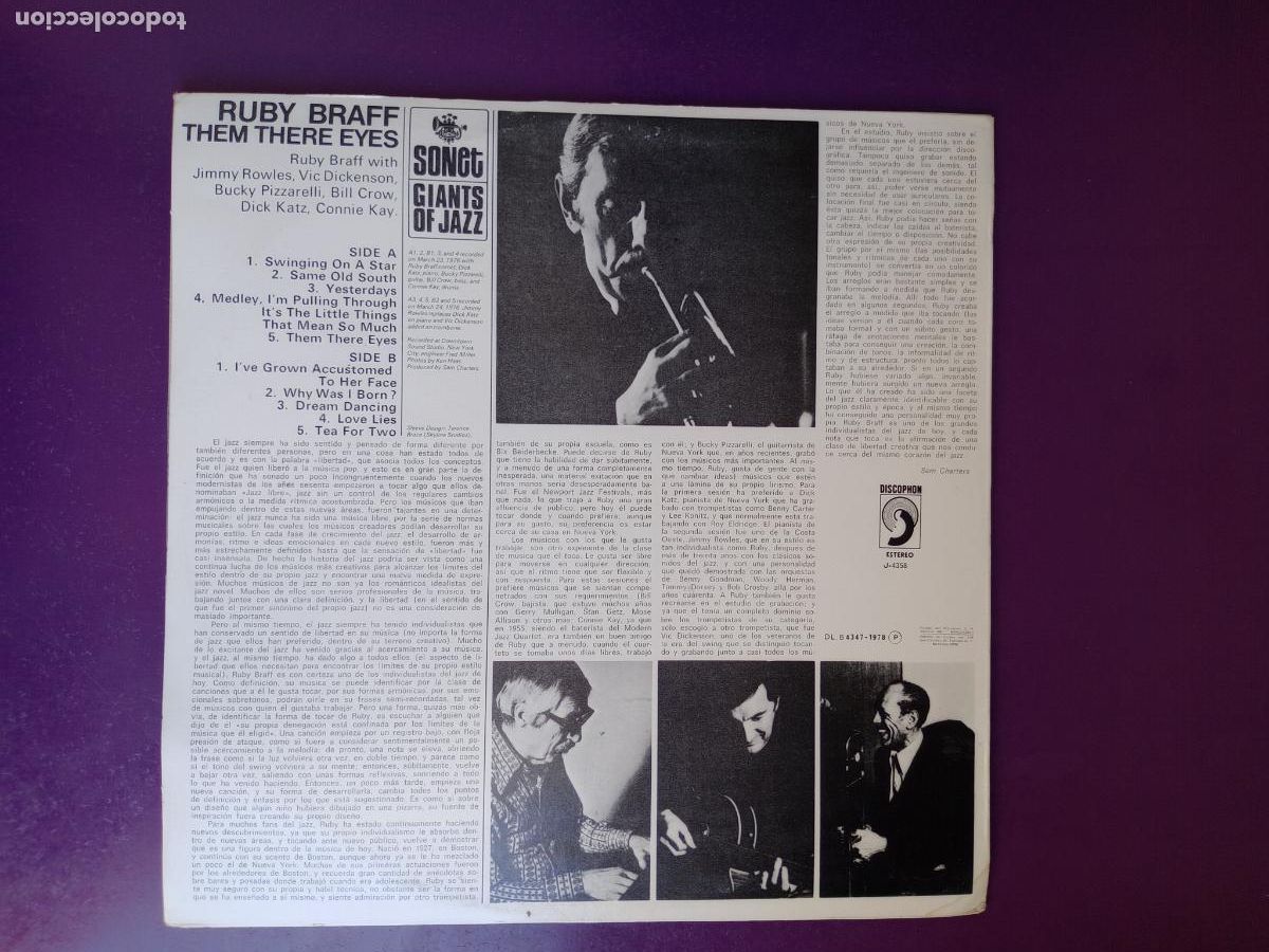 Discos de vinilo: Ruby Braff &lrm;&ndash; Them There Eyes - LP DISCOPHON 1978 PRECINTADO - SWING JAZZ - Foto 2
