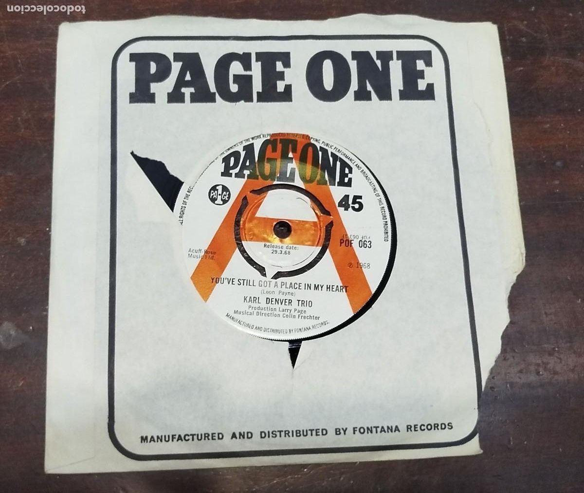 Discos de vinilo: Vinilo single Karl Denver Trio - Foto 1