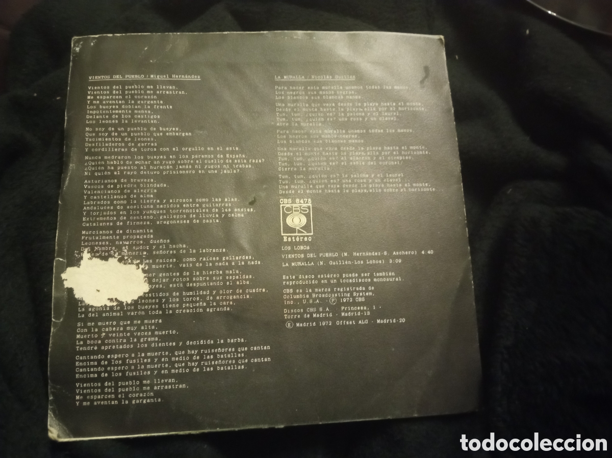 Discos de vinilo: Vinilo, Vientos del Pueblo, Los Lobos de 1972 - Foto 4
