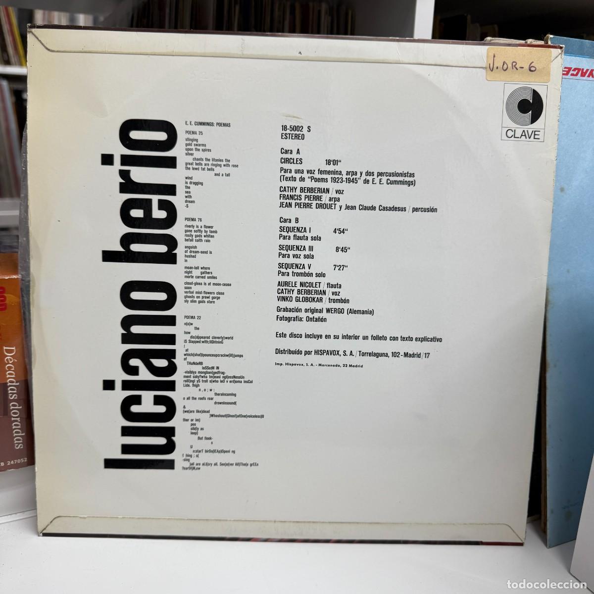 Discos de vinilo: Berio - Circles &middot; Sequenza I &middot; Sequenza III &middot; Sequenza V (LP) - Foto 2
