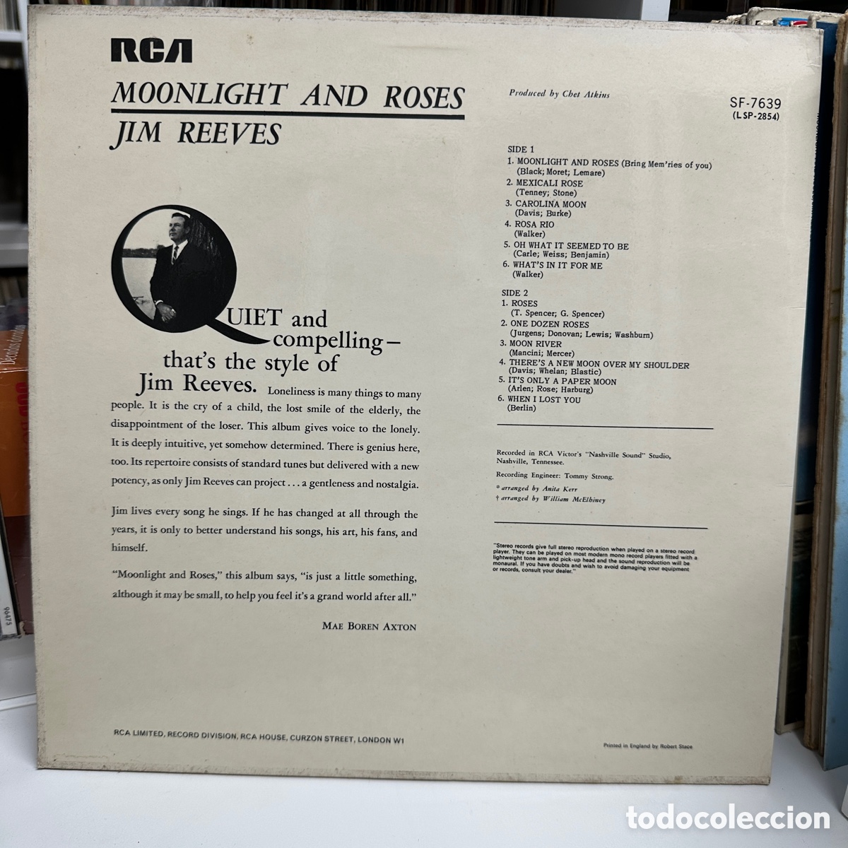 Discos de vinilo: Jim Reeves - Moonlight And Roses (Vinilo) - Foto 2