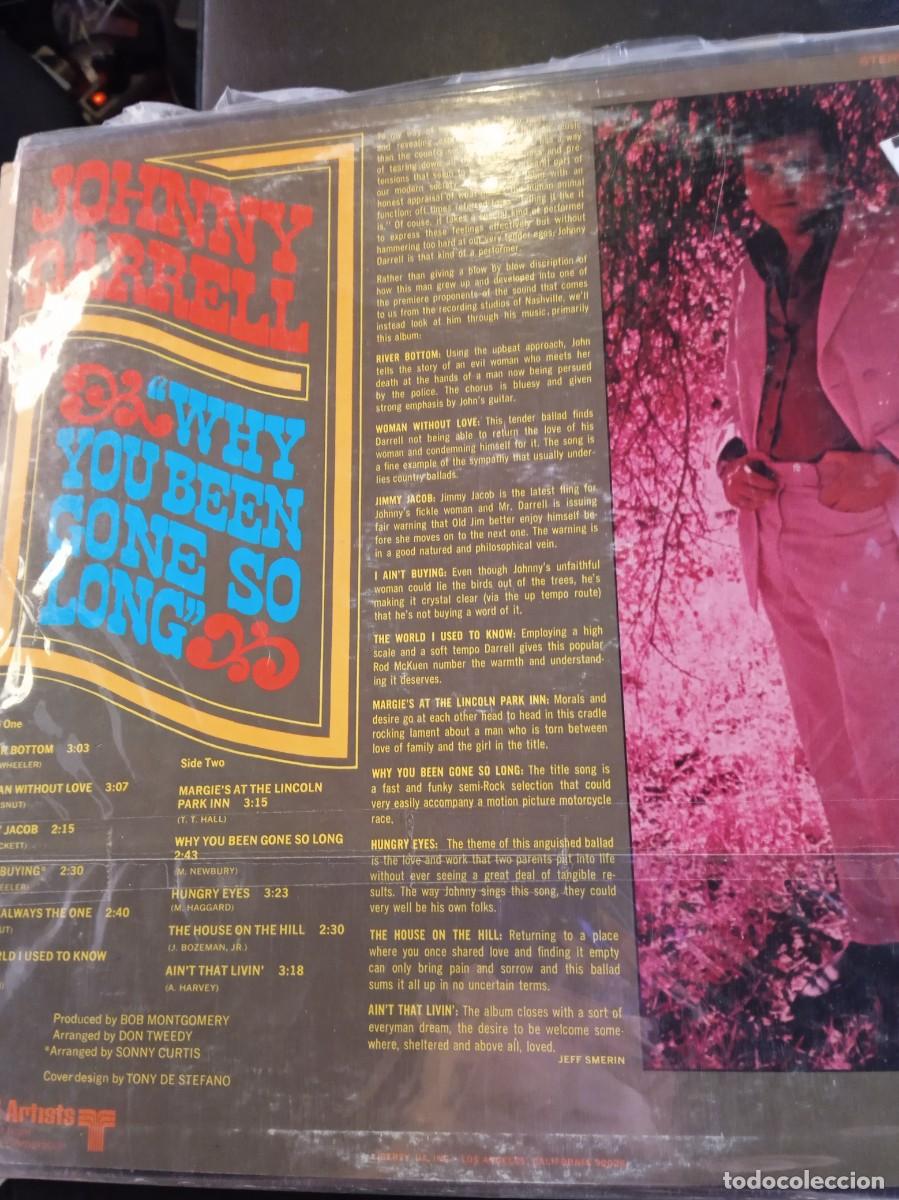 Discos de vinilo: JOHNNY DARRELL- WHY YOU BEEN GONE SO LONG. LP - Foto 2