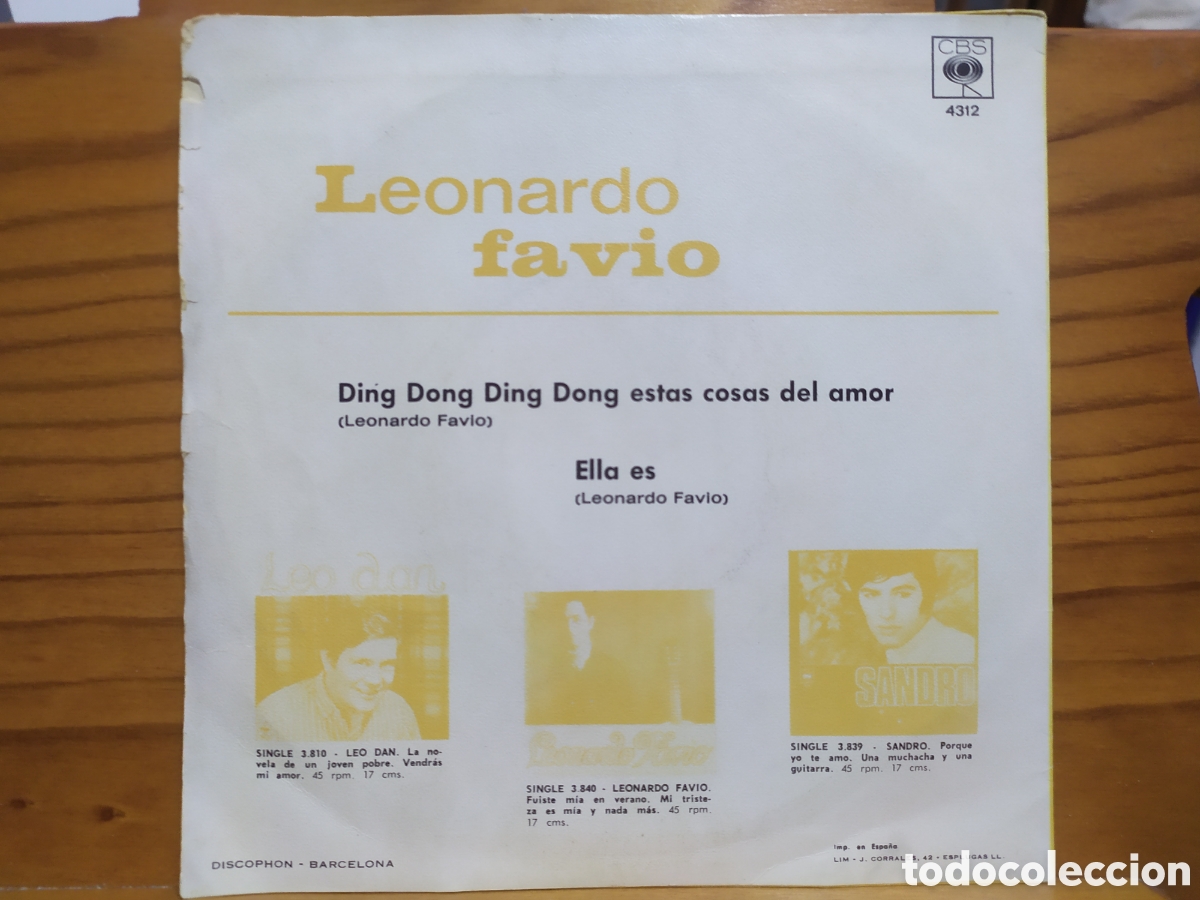 Discos de vinilo: Vinilo single: Leonardo Favio - CBS 1969 - Foto 2
