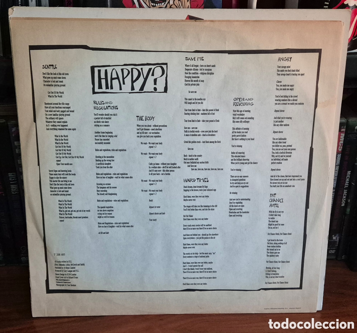 Discos de vinilo: Public Image Limited &ndash; Happy? Lp 1987 - Foto 3