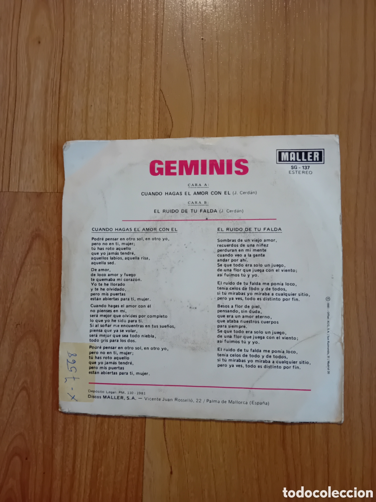 Discos de vinilo: GEMINIS. CUANDO HAGAS EL AMOR CON &Eacute;L - Foto 2