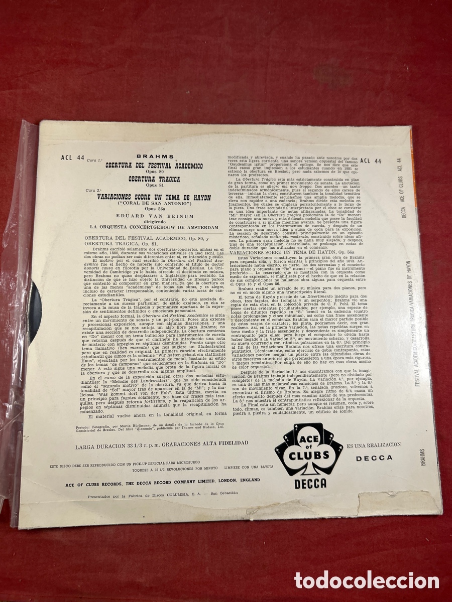 Discos de vinilo: BRAHMS Orquesta Concertgebouw de Amsterdam - Foto 2