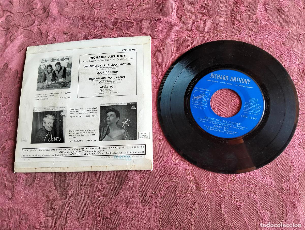 Discos de vinilo: Richard Anthony on twiste sur le loco-motion loop de loop donne-moi, disco vinilo single - Foto 3