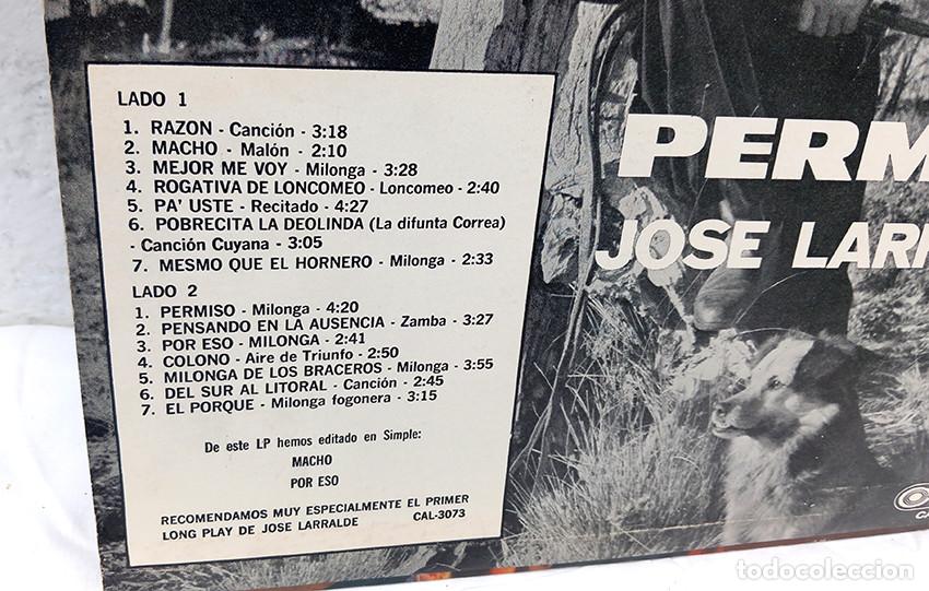 Discos de vinilo: Jos&eacute; Larralde. Permiso. 1968. Argentina - Foto 2