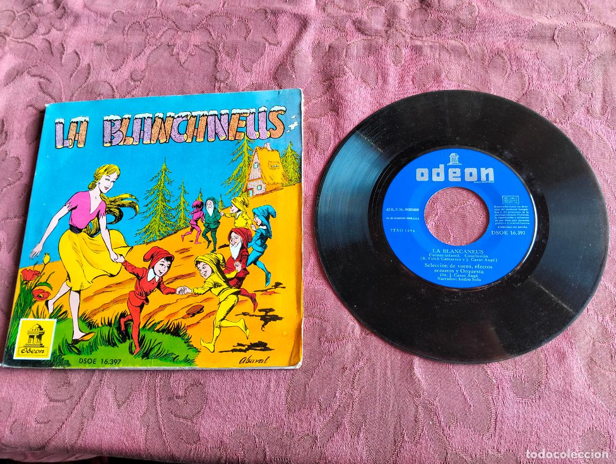 Discos de vinilo: La Blancaneus, conte en catal&agrave; Odeon disc de vinil, disco vinilo single EP - Foto 2