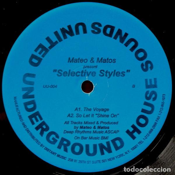 Discos de vinilo: Mateo & Matos &ndash; Selective Styles MAXI 1999 USA RARO - Foto 1