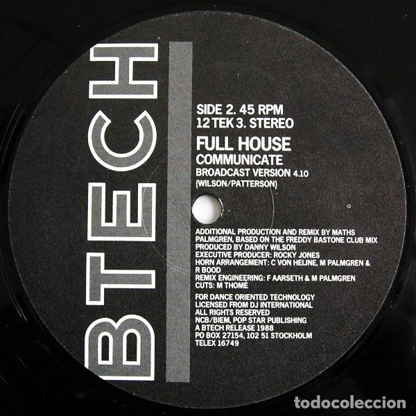 Discos de vinilo: Full House &ndash; Communicate MAXI BTECH 1988 SWEDEN - Foto 2