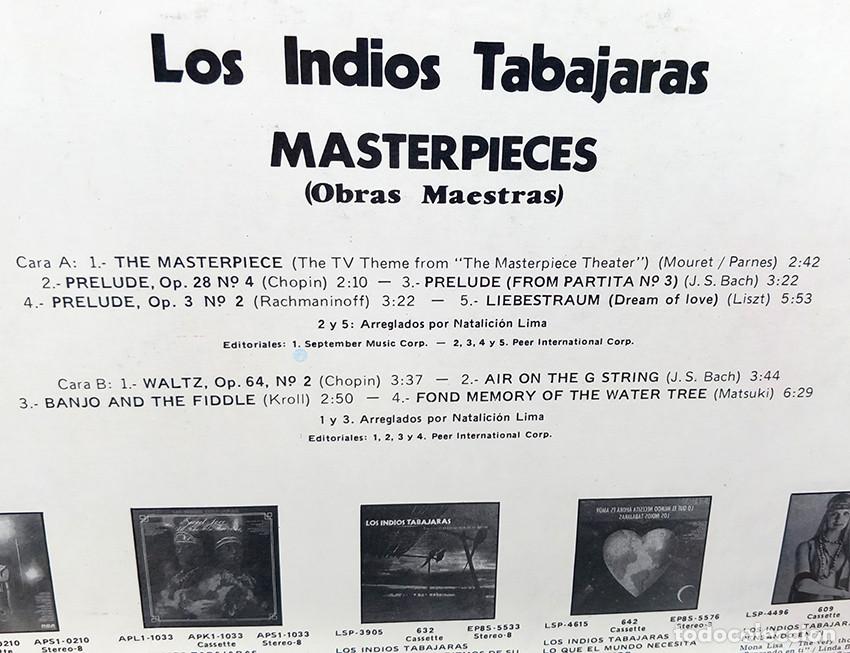 Discos de vinilo: Los indios tabajaras. Masterpieces - Obras maestras. 1978 - Foto 2