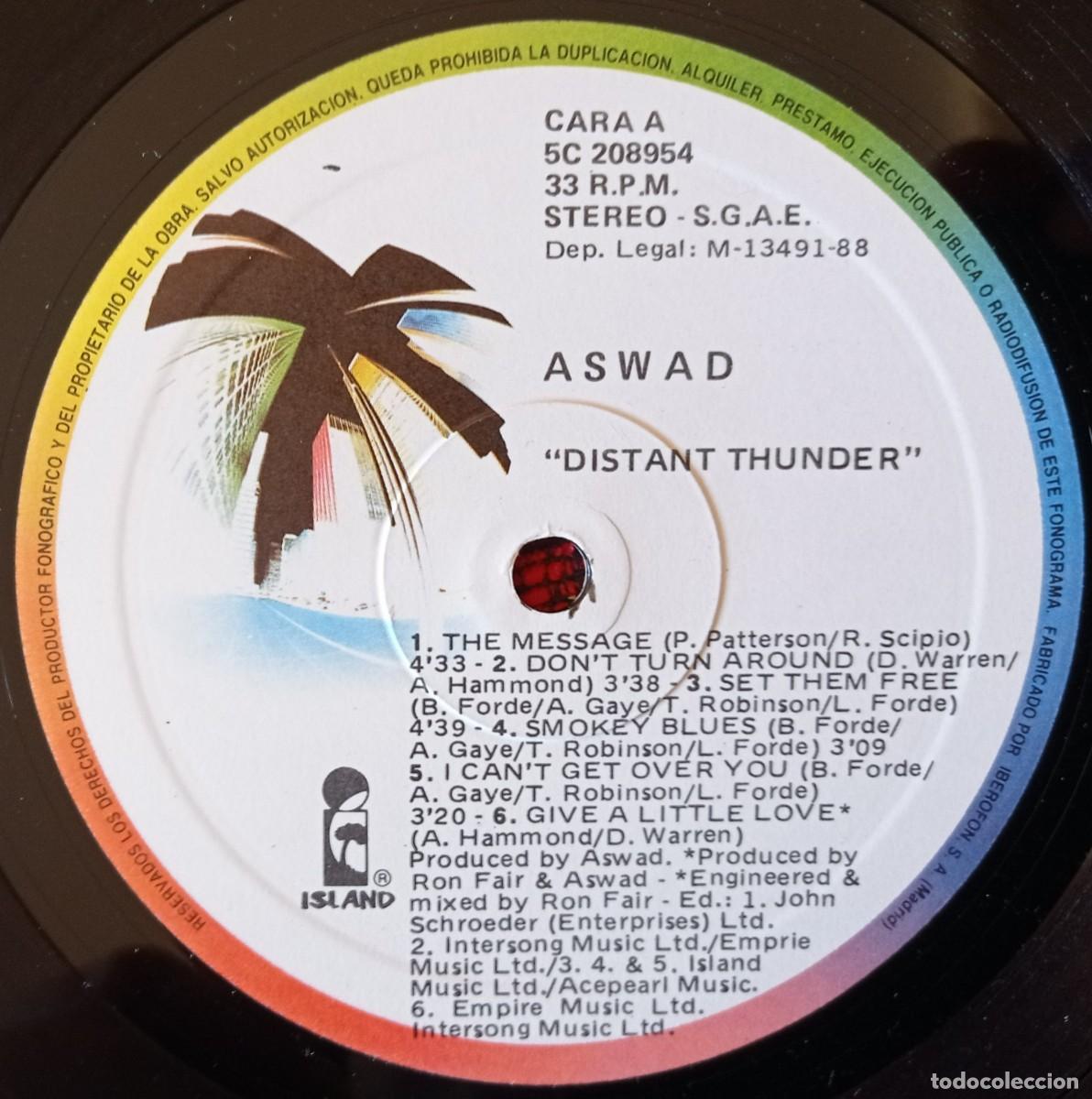 Discos de vinilo: ASWAD ** Distant Thunder ** VINILO LP 1988 - Foto 3