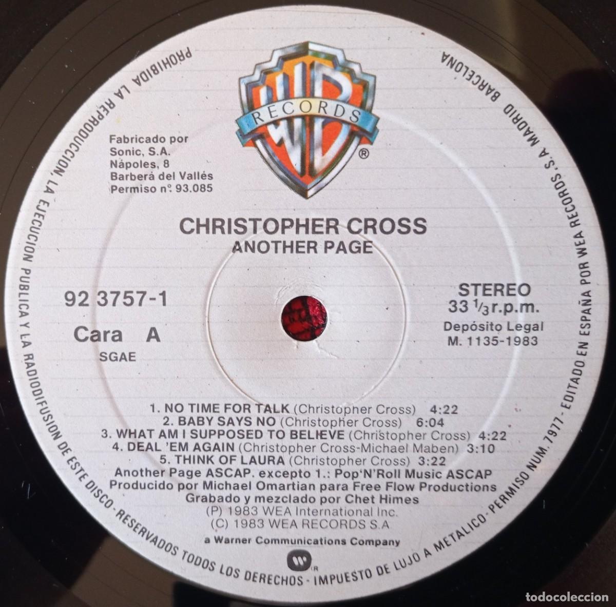 Discos de vinilo: CHRISTOPHER CROSS ** Another Page ** VINILO LP 1983 - Foto 3