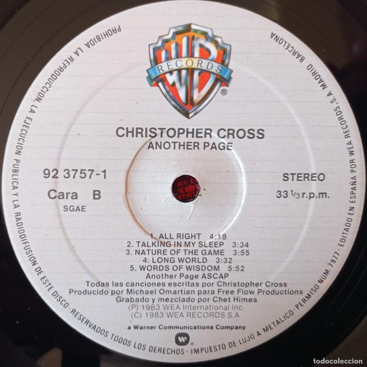 Discos de vinilo: CHRISTOPHER CROSS ** Another Page ** VINILO LP 1983 - Foto 4