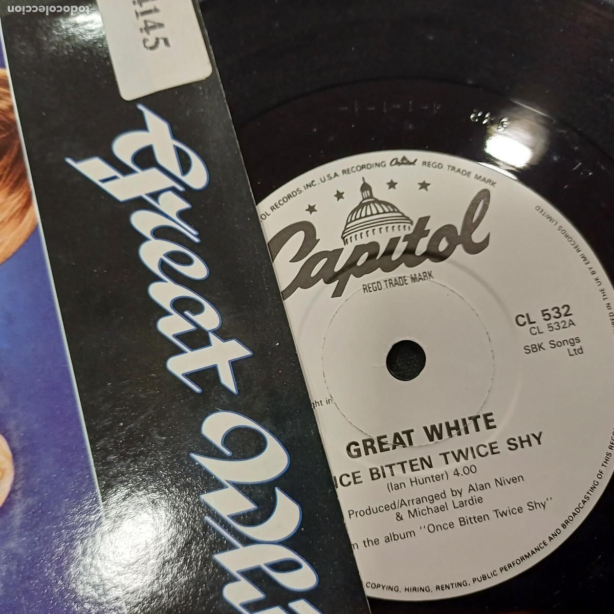 Discos de vinilo: GREAT WHITE/ONCE BITTEN TWICE SHY/SINGLE. - Foto 2