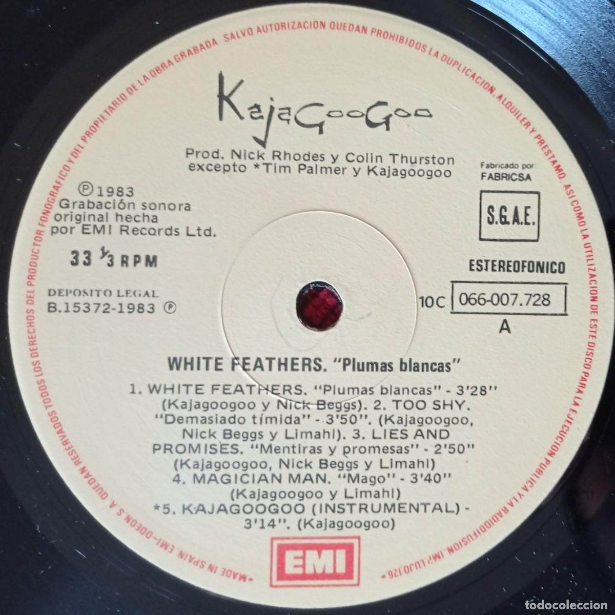 Discos de vinilo: KAJAGOOGOO ** White Feathers ** VINILO LP ORIGINAL 1983 - Foto 3