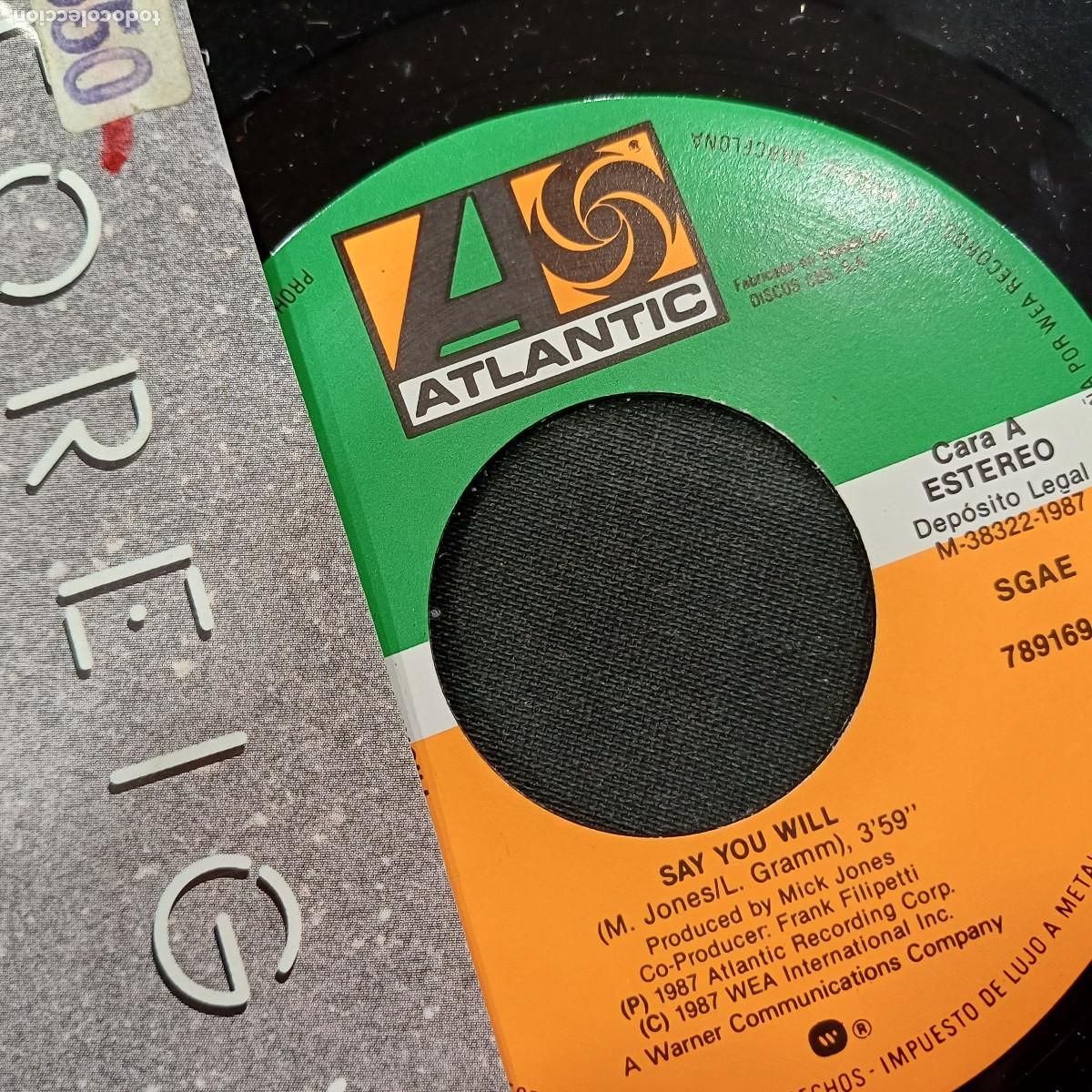 Discos de vinilo: FOREIGNER/SAY YOU WILL/SINGLE PROMOCIONAL. - Foto 2