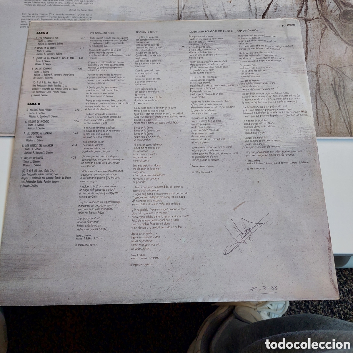 Discos de vinilo: Vinilo Joaquin Sabina 1988 - Foto 4
