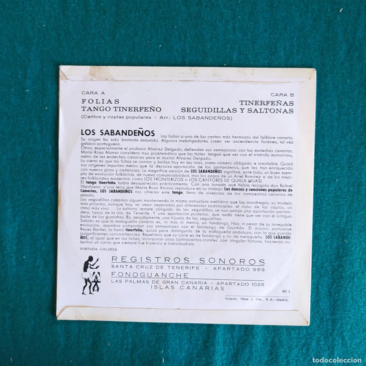 Discos de vinilo: Los Sabande&ntilde;os &ndash; Folias - Foto 2