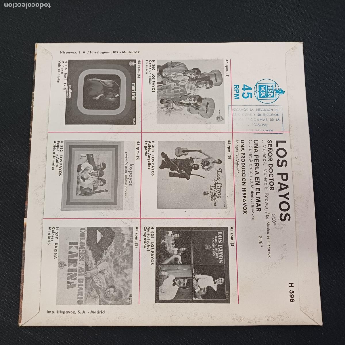 Discos de vinilo: LOS PAYOS/SE&Ntilde;OR DOCTOR/SINGLE. - Foto 3