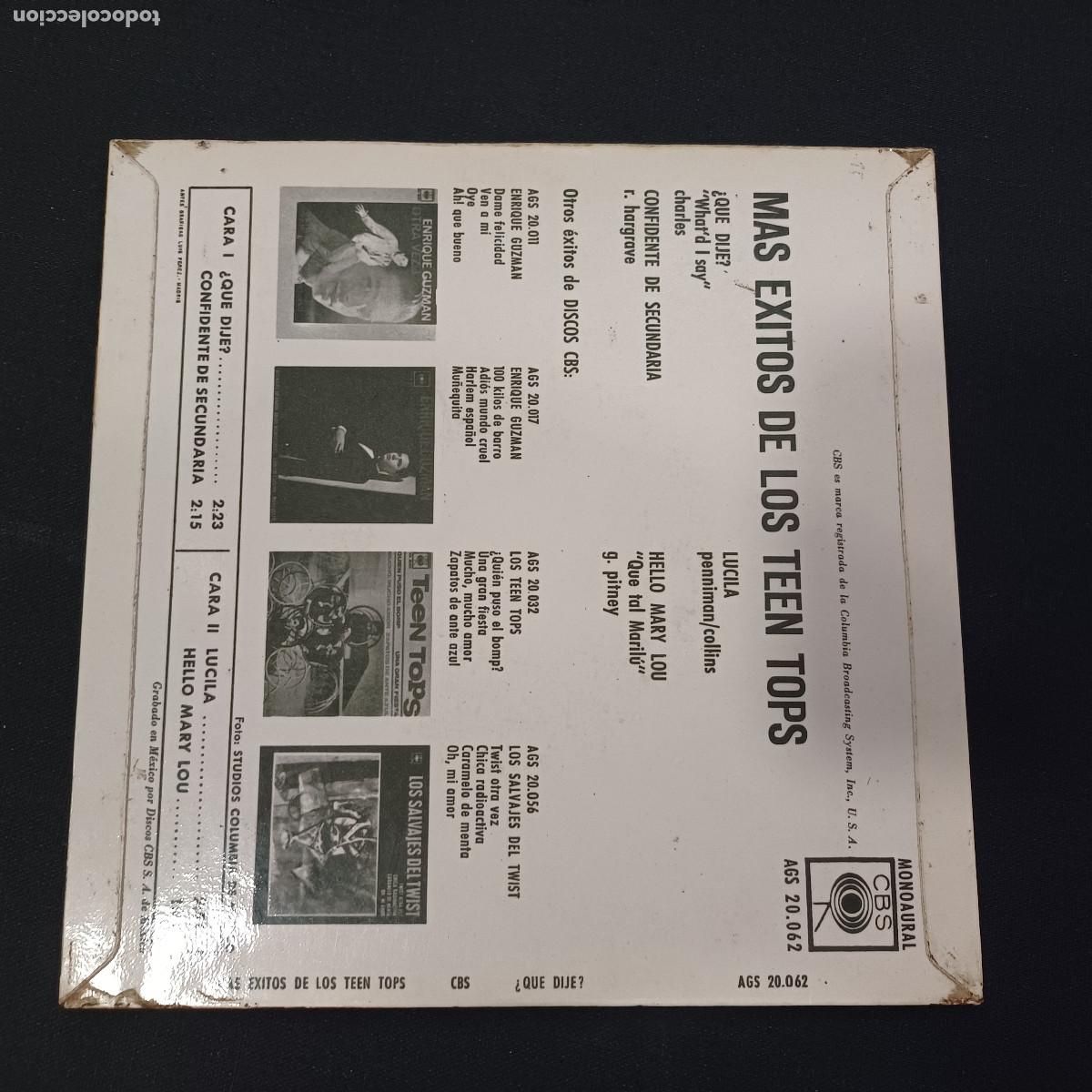 Discos de vinilo: MAS EXITOS DE LOS TEEN TOPS/SINGLE. - Foto 3