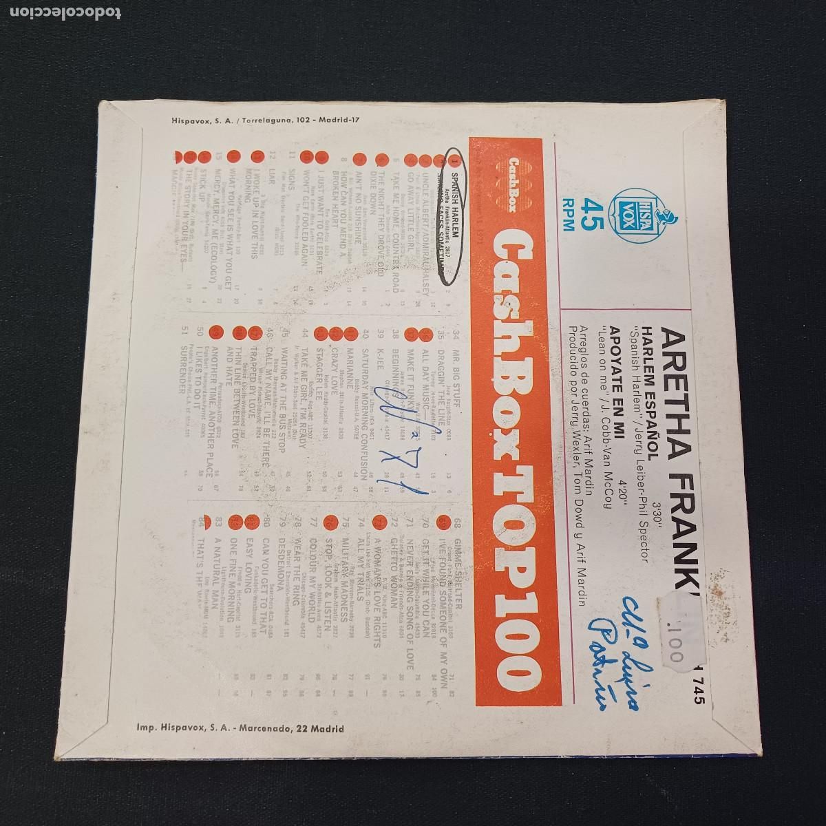 Discos de vinilo: ARETHA FRANKLIN/HARLEM ESPA&Ntilde;OL/SINGLE. - Foto 3