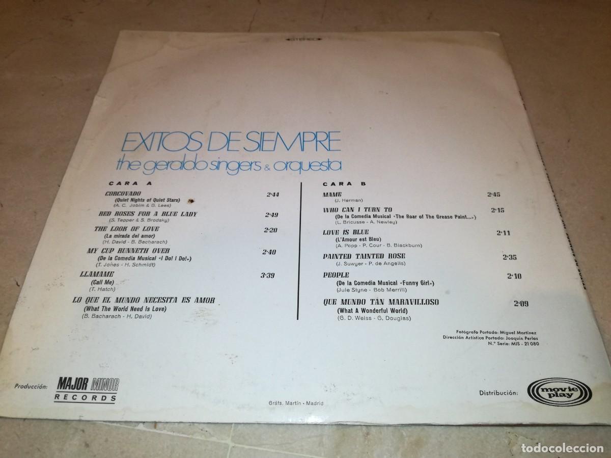 Discos de vinilo: THE GERALDO SINGERS & ORQUESTA-EXITOS DE SIEMPRE-ORIGINAL 1968 - Foto 2