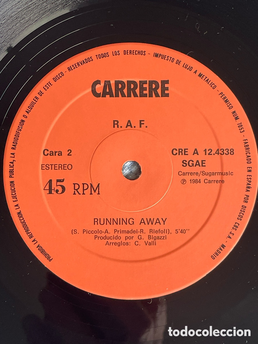 Discos de vinilo: RAF - Self Control / Maxi-single - Foto 7