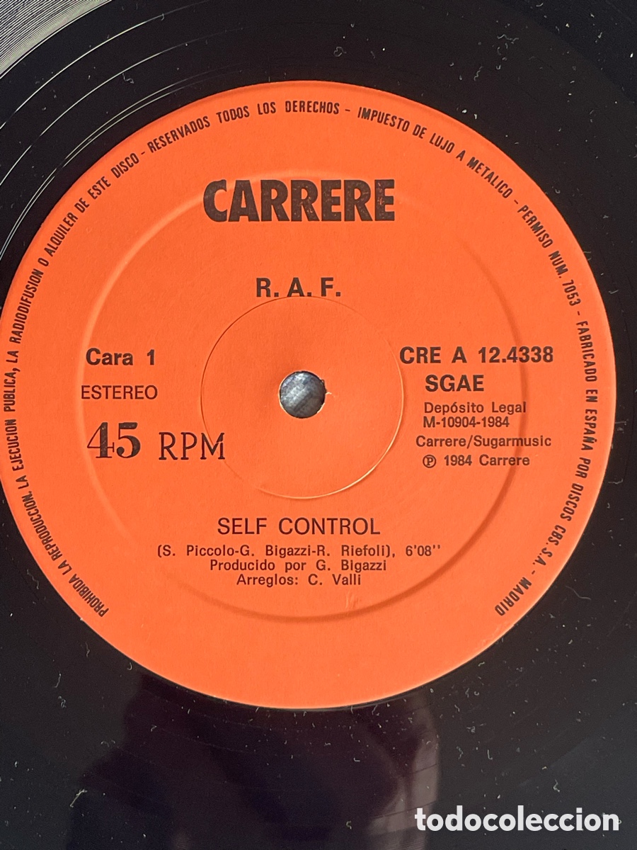 Discos de vinilo: RAF - Self Control / Maxi-single - Foto 8