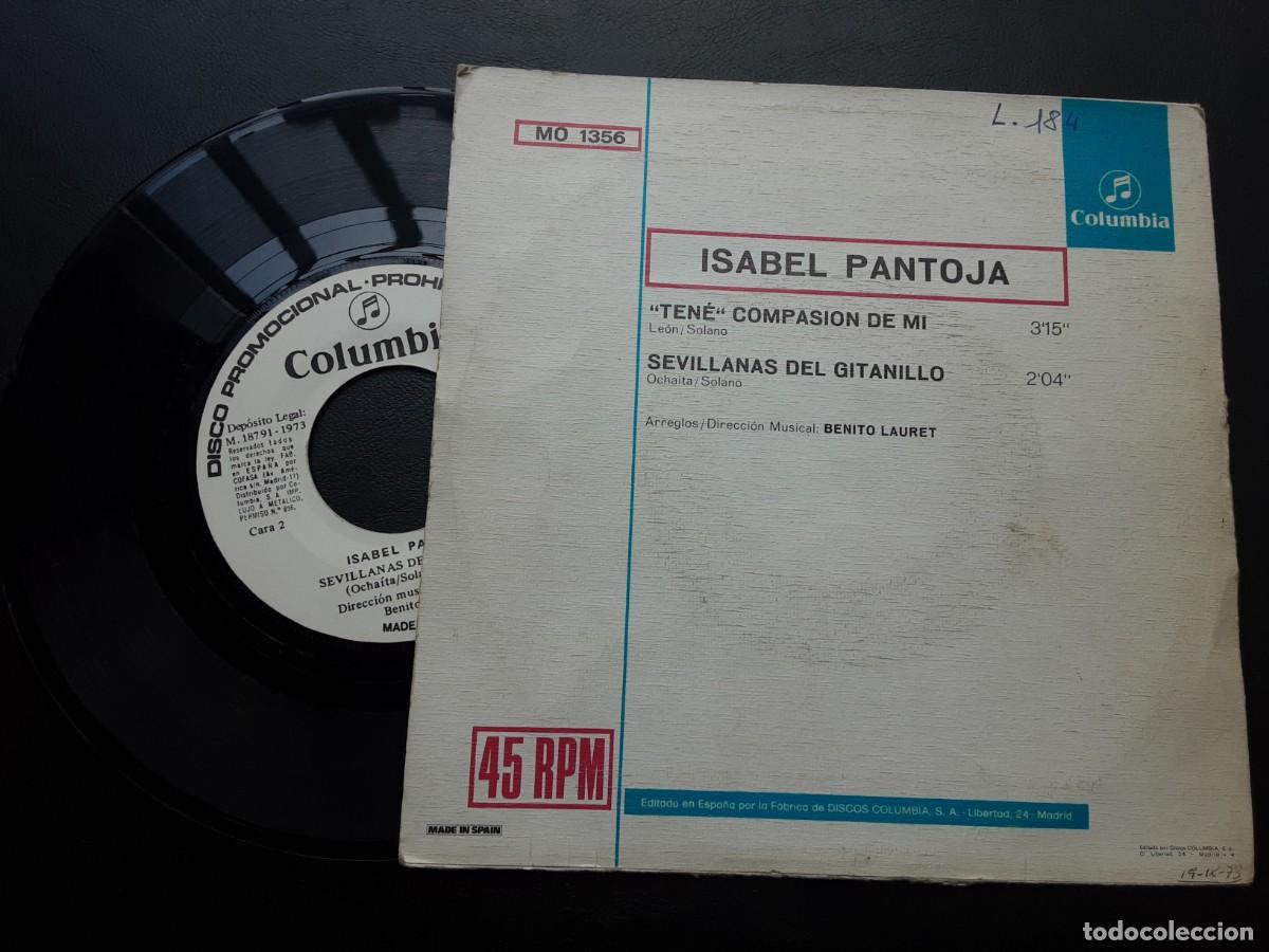 Discos de vinilo: ISABEL PANTOJA, TEN&Eacute; COMPASI&Oacute;N DE MI + SEVILLANAS DEL GITANILLO - Foto 2