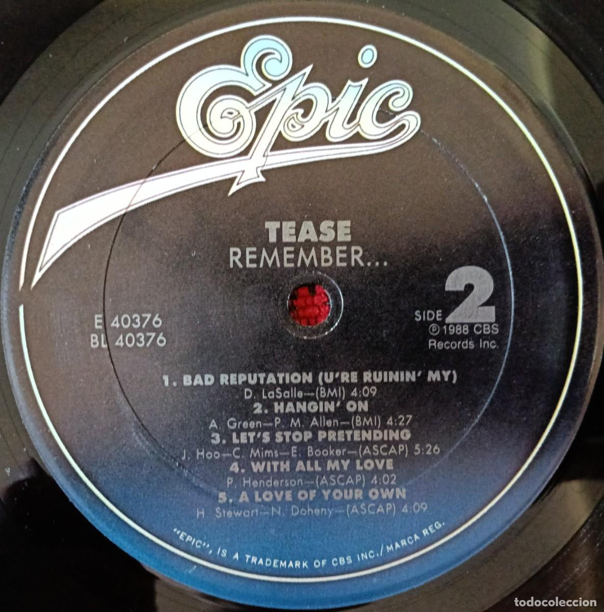 Discos de vinilo: TEASE ** Remember ** VINILO LP 1988 USA - Foto 4