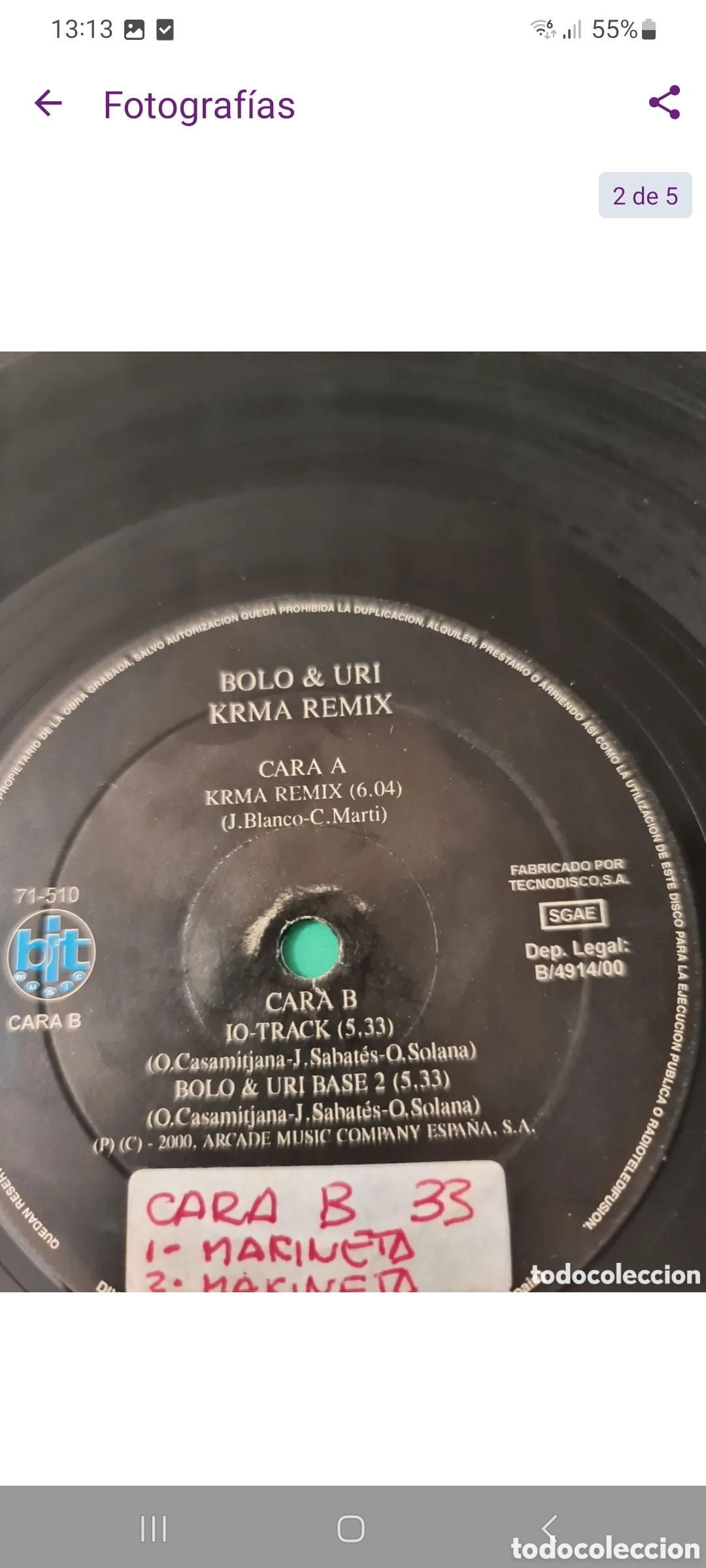 Discos de vinilo: Vinilo BOLO & Uri / Krma Remix - Foto 2