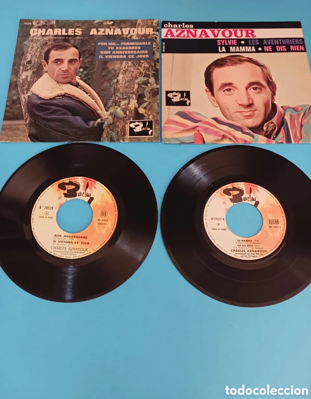 Discos de vinilo: CHARLES AZNAVOUR, dos singles. - Foto 2
