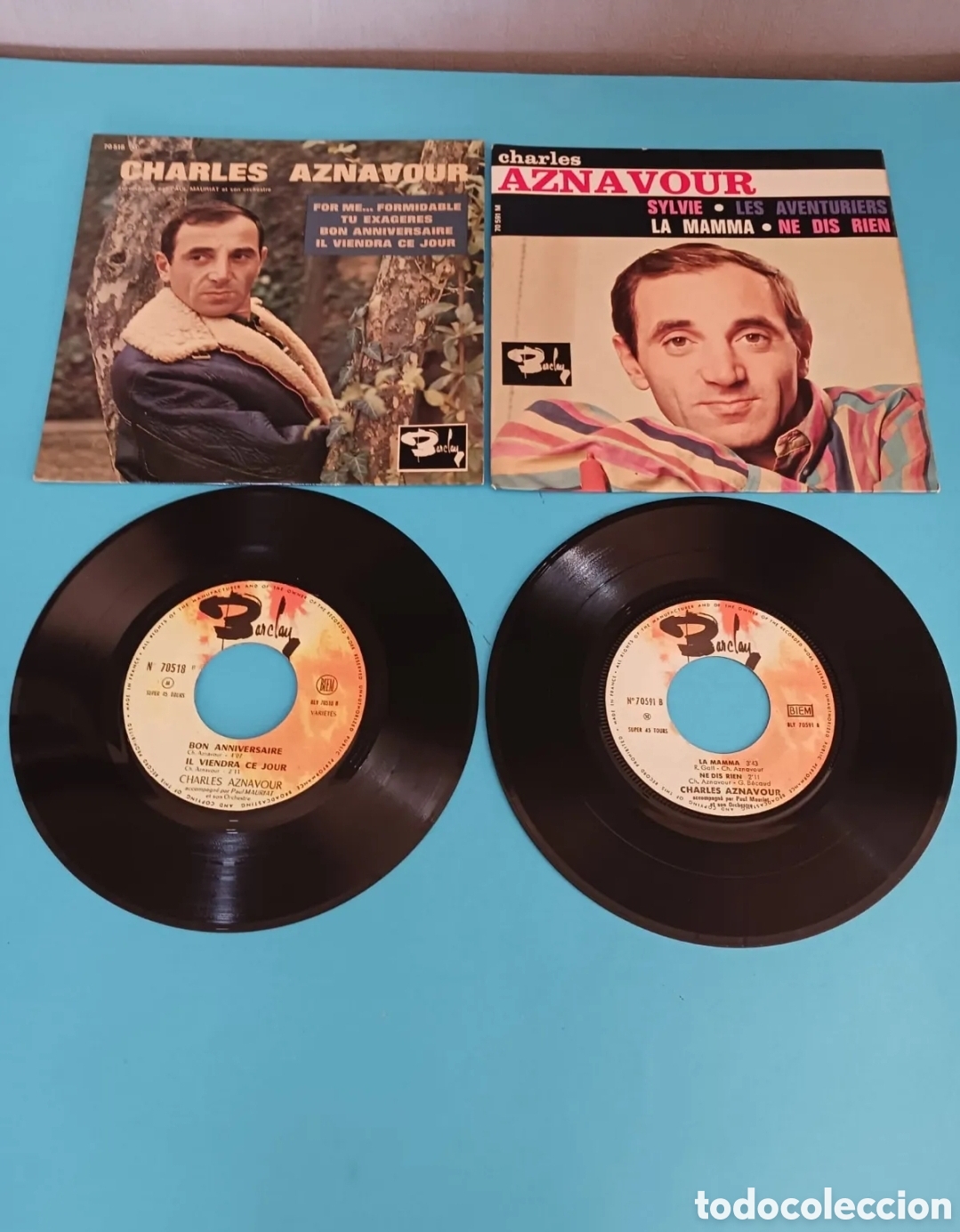 Discos de vinilo: CHARLES AZNAVOUR, dos singles. - Foto 5