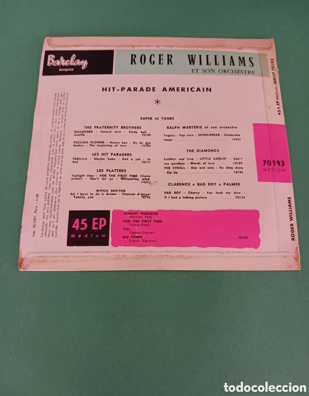 Discos de vinilo: Roger Williams et son orchestre. Single. - Foto 4