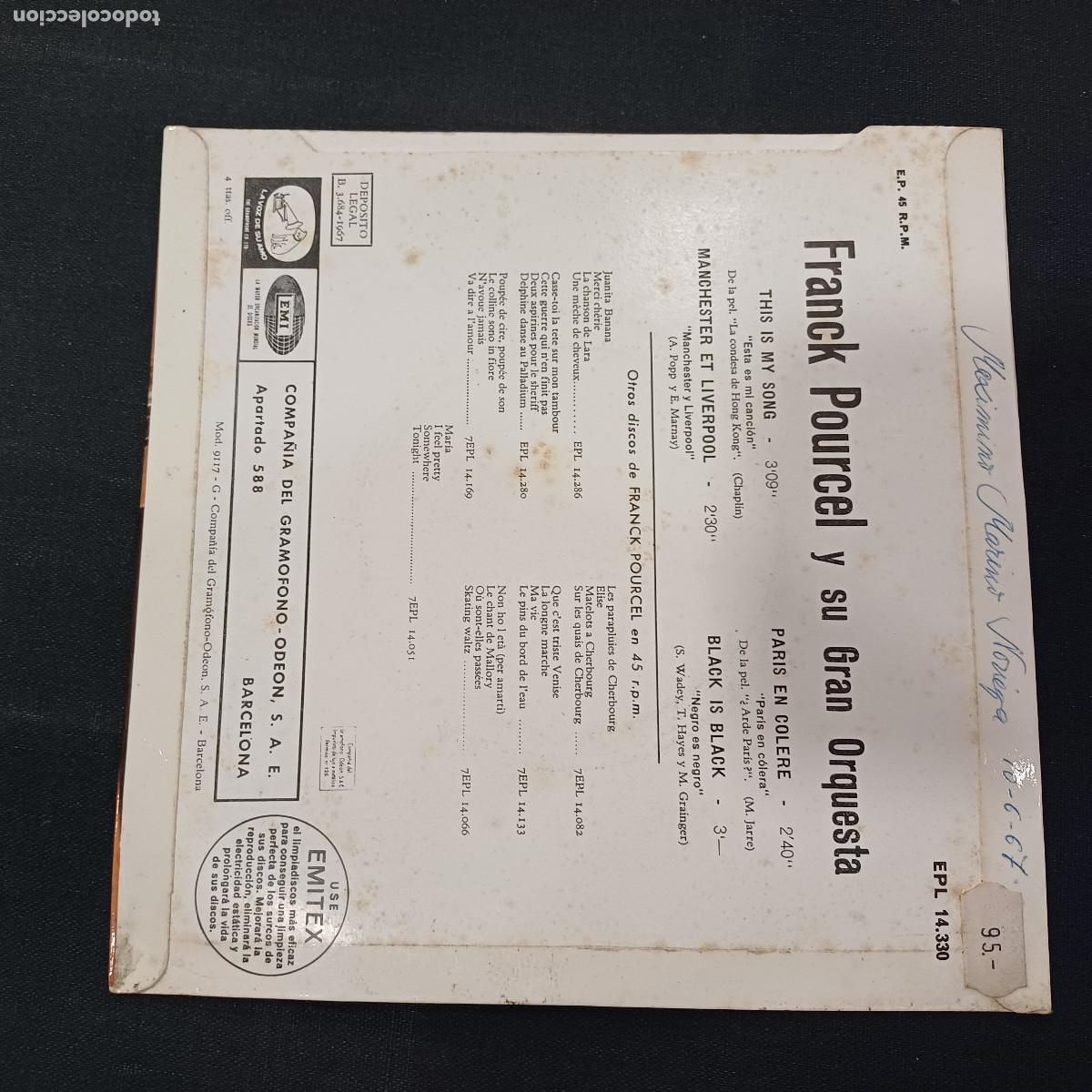 Discos de vinilo: THIS IS MY SONG/FRANCK POURCEL/SINGLE. - Foto 3
