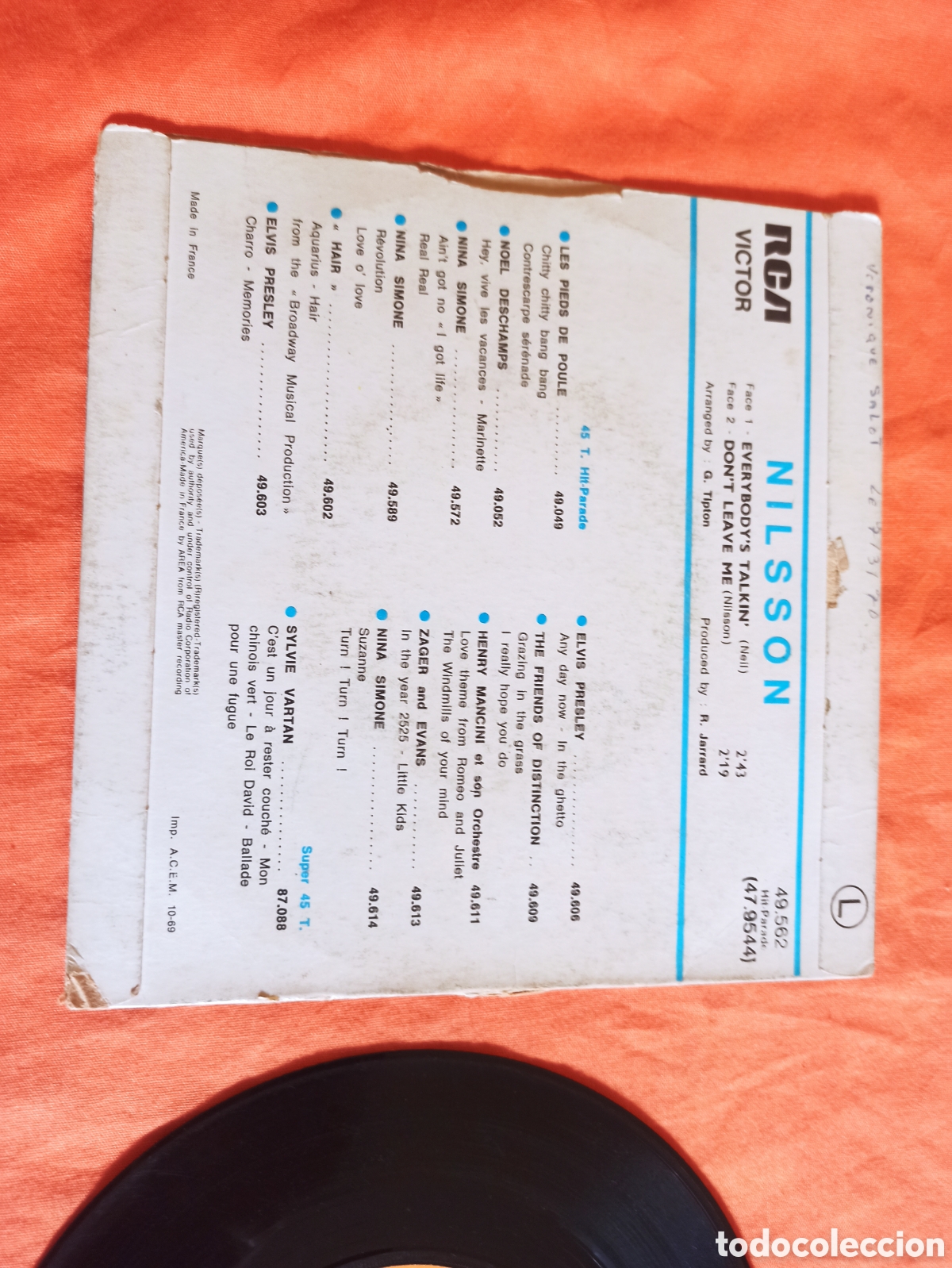 Discos de vinilo: Nilsson, everybodys talkin, single Francia - Foto 3