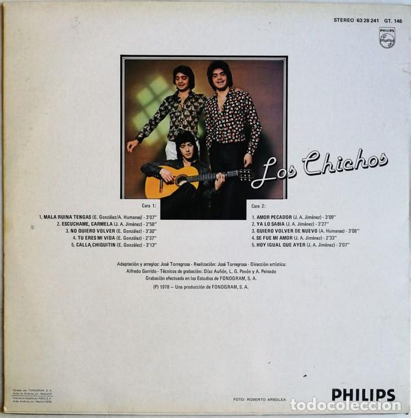 Discos de vinilo: LP Chichos - Hoy Igual Que Ayer - Foto 3