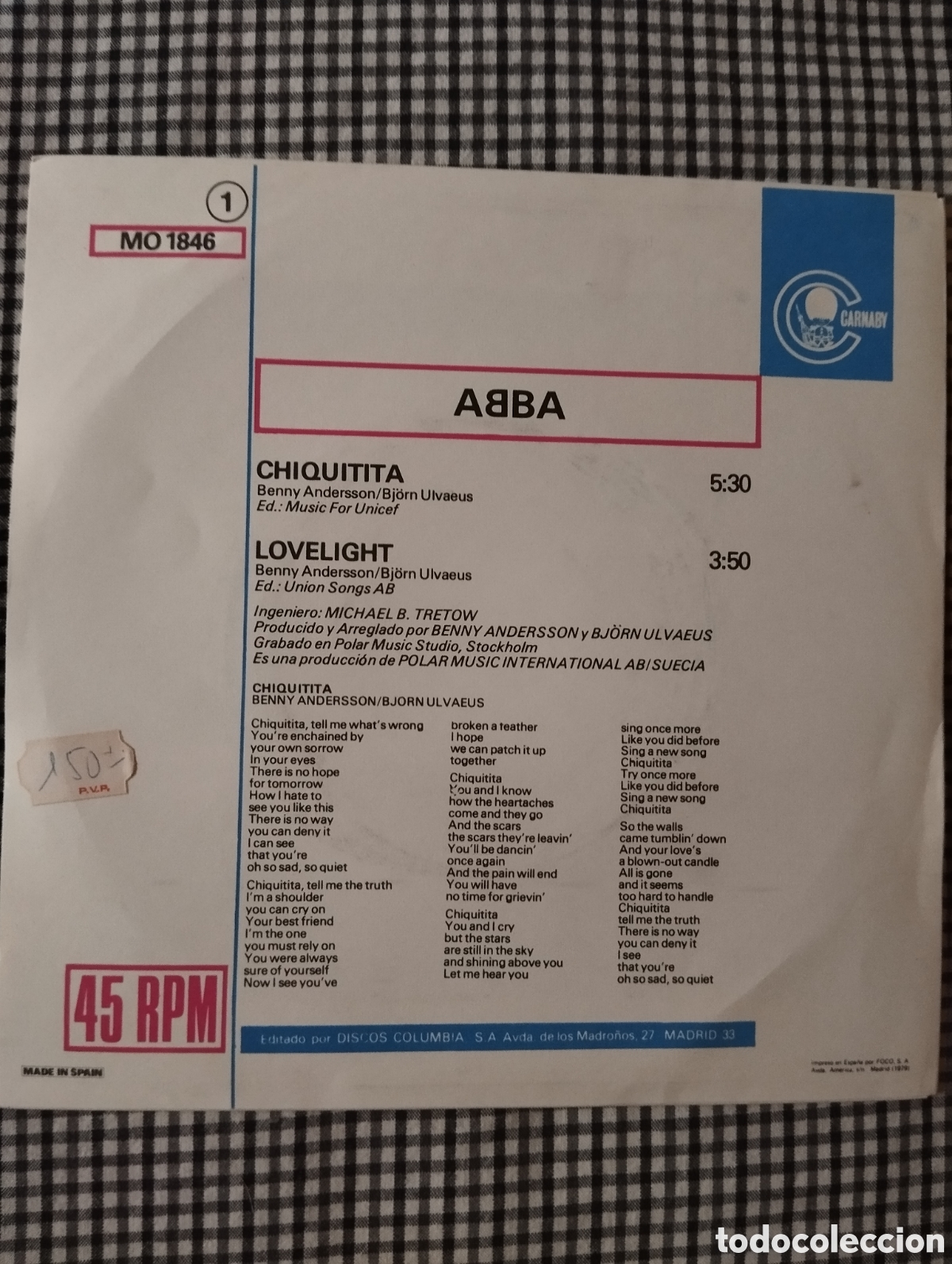 Discos de vinilo: Abba - Chiquita - single - Foto 2